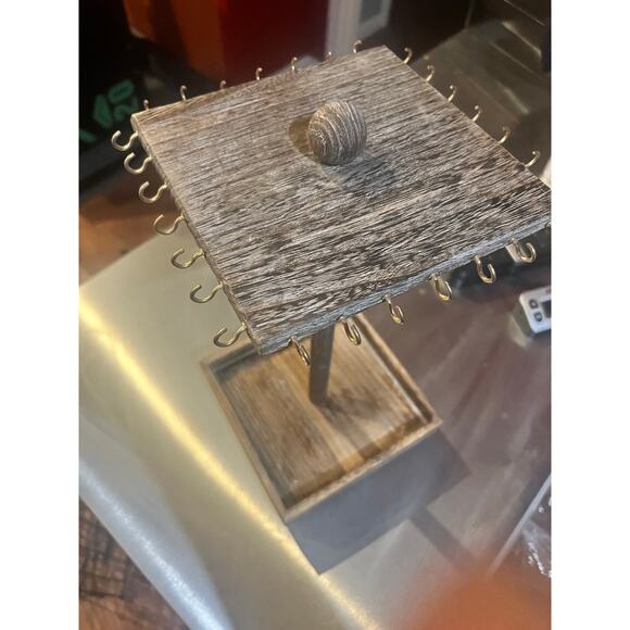 Ikee Design Wooden Rotating Jewelry Organizer Necklace & Bracelet gray brown - Picture 3 of 5